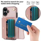 For iPhone 16 Plus RFID Card Slot Phone Case with Long Lanyard(Rose Gold) - 2