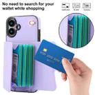 For iPhone 16 Plus RFID Card Slot Phone Case with Long Lanyard(Purple) - 2