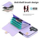 For iPhone 16 Plus RFID Card Slot Phone Case with Long Lanyard(Purple) - 3