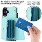 For iPhone 16 RFID Card Slot Phone Case with Long Lanyard(Mint Green) - 2