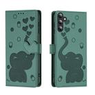 For Samsung Galaxy S24 5G Cartoon Elephant Embossed Leather Phone Case(Green) - 1