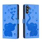 For Samsung Galaxy S24+ 5G Cartoon Elephant Embossed Leather Phone Case(Blue) - 1