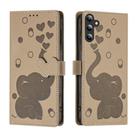 For Samsung Galaxy S24+ 5G Cartoon Elephant Embossed Leather Phone Case(Khaki) - 1