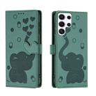 For Samsung Galaxy S24 Ultra 5G Cartoon Elephant Embossed Leather Phone Case(Green) - 1