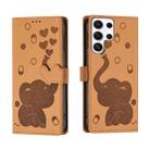 For Samsung Galaxy S24 Ultra 5G Cartoon Elephant Embossed Leather Phone Case(Yellow) - 1