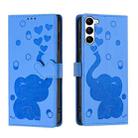 For Samsung Galaxy S23 5G Cartoon Elephant Embossed Leather Phone Case(Blue) - 1