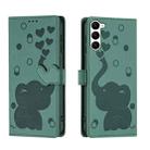 For Samsung Galaxy S23 5G Cartoon Elephant Embossed Leather Phone Case(Green) - 1