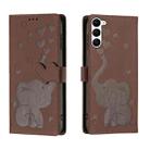 For Samsung Galaxy S23 5G Cartoon Elephant Embossed Leather Phone Case(Brown) - 1