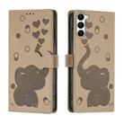 For Samsung Galaxy S23 5G Cartoon Elephant Embossed Leather Phone Case(Khaki) - 1