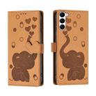 For Samsung Galaxy S23 5G Cartoon Elephant Embossed Leather Phone Case(Yellow) - 1