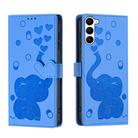 For Samsung Galaxy S23+ 5G Cartoon Elephant Embossed Leather Phone Case(Blue) - 1