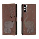 For Samsung Galaxy S23+ 5G Cartoon Elephant Embossed Leather Phone Case(Brown) - 1