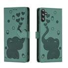 For Samsung Galaxy S23 FE 5G Cartoon Elephant Embossed Leather Phone Case(Green) - 1