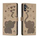 For Samsung Galaxy S23 FE 5G Cartoon Elephant Embossed Leather Phone Case(Khaki) - 1