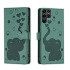 For Samsung Galaxy S22 Ultra 5G Cartoon Elephant Embossed Leather Phone Case(Green) - 1