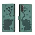 For Samsung Galaxy S21+ 5G Cartoon Elephant Embossed Leather Phone Case(Green) - 1