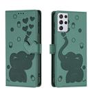 For Samsung Galaxy S21 Ultra 5G Cartoon Elephant Embossed Leather Phone Case(Green) - 1