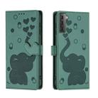 For Samsung Galaxy S21 FE 5G Cartoon Elephant Embossed Leather Phone Case(Green) - 1