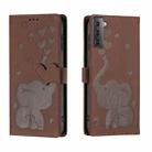 For Samsung Galaxy S21 FE 5G Cartoon Elephant Embossed Leather Phone Case(Brown) - 1