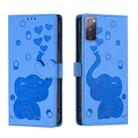 For Samsung Galaxy S20 FE Cartoon Elephant Embossed Leather Phone Case(Blue) - 1