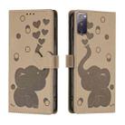 For Samsung Galaxy S20 FE Cartoon Elephant Embossed Leather Phone Case(Khaki) - 1