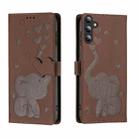 For Samsung Galaxy S25 5G Cartoon Elephant Embossed Leather Phone Case(Brown) - 1