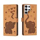 For Samsung Galaxy S25 Ultra 5G Cartoon Elephant Embossed Leather Phone Case(Yellow) - 1
