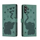 For Samsung Galaxy S25 FE 5G Cartoon Elephant Embossed Leather Phone Case(Green) - 1