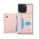 For iPhone 16 Pro Max Square Zipper Wallet Bag TPU+PU Back Cover Case(Rose Gold) - 2