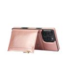 For iPhone 16 Pro Max Square Zipper Wallet Bag TPU+PU Back Cover Case(Rose Gold) - 3