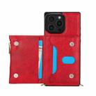 For iPhone 16 Pro Max Square Zipper Wallet Bag TPU+PU Back Cover Case(Red) - 2