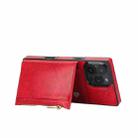 For iPhone 16 Pro Max Square Zipper Wallet Bag TPU+PU Back Cover Case(Red) - 3