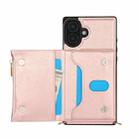 For iPhone 16 Plus Square Zipper Wallet Bag TPU+PU Back Cover Case(Rose Gold) - 2