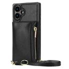 For iPhone 16 Plus Square Zipper Wallet Bag TPU+PU Back Cover Case(Black) - 1