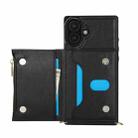 For iPhone 16 Plus Square Zipper Wallet Bag TPU+PU Back Cover Case(Black) - 2