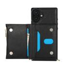 For iPhone 16 Square Zipper Wallet Bag TPU+PU Back Cover Case(Black) - 2