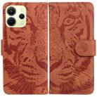 For Redmi Note 14 4G 163.25mm Tiger Embossing Pattern Leather Phone Case(Brown) - 1