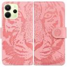For Redmi Note 14 4G 163.25mm Tiger Embossing Pattern Leather Phone Case(Pink) - 1