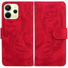For Redmi Note 14 4G 164.84mm Tiger Embossing Pattern Leather Phone Case(Red) - 1