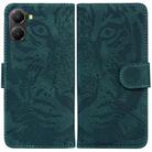 For Redmi Turbo 4 / Xiaomi Poco X7 Pro Tiger Embossing Pattern Leather Phone Case(Green) - 1