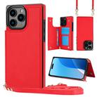 For iPhone 16 Pro Max Cross-body Square Dual-Buckle Card Flip Wallet Phone Case(Red) - 1