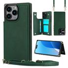 For iPhone 16 Pro Max Cross-body Square Dual-Buckle Card Flip Wallet Phone Case(Green) - 1