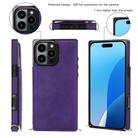 For iPhone 16 Pro Max Cross-body Square Dual-Buckle Card Flip Wallet Phone Case(Purple) - 2