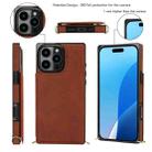 For iPhone 16 Pro Max Cross-body Square Dual-Buckle Card Flip Wallet Phone Case(Brown) - 2