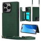 For iPhone 16 Pro Cross-body Square Dual-Buckle Card Flip Wallet Phone Case(Green) - 1