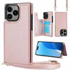 For iPhone 16 Pro Cross-body Square Dual-Buckle Card Flip Wallet Phone Case(Rose Gold) - 1