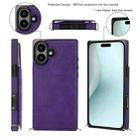 For iPhone 16 Plus Cross-body Square Dual-Buckle Card Flip Wallet Phone Case(Purple) - 2