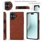 For iPhone 16 Plus Cross-body Square Dual-Buckle Card Flip Wallet Phone Case(Brown) - 2