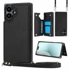 For iPhone 16 Cross-body Square Dual-Buckle Card Flip Wallet Phone Case(Black) - 1