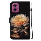 For Motorola Moto G55 Crystal Texture Colored Drawing Leather Phone Case(Gold Peony) - 3